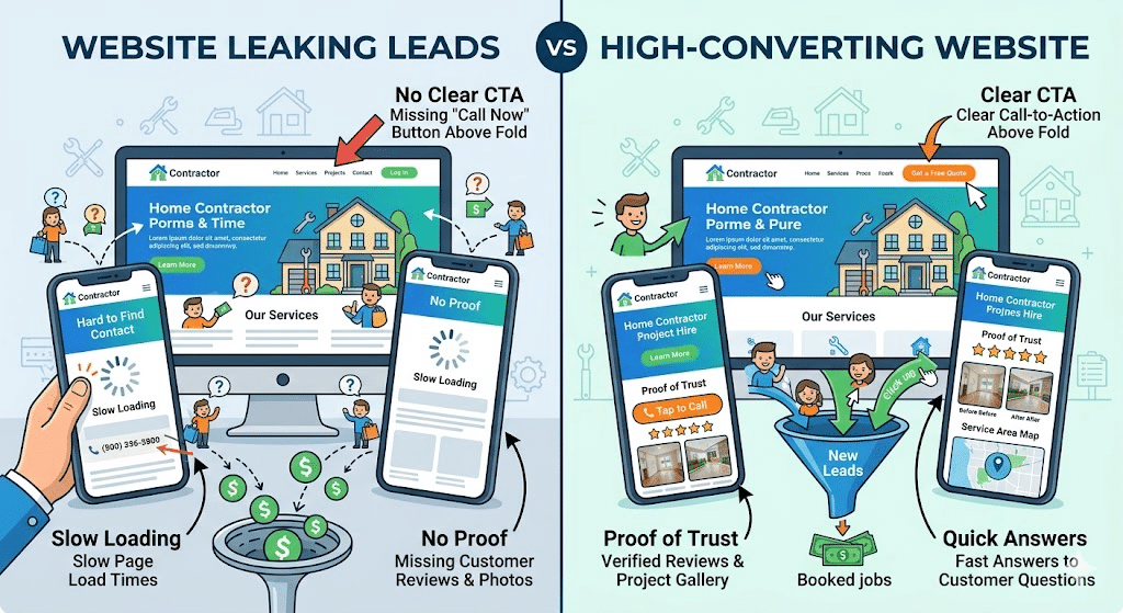 Home Service Business Marketing - Why Most Home Service Websites Leak Leads