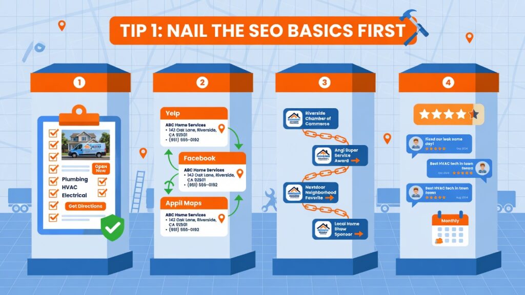 Local SEO tip 1 nail the basics first with complete Google Business Profile consistent NAP citations quality local links and monthly reviews