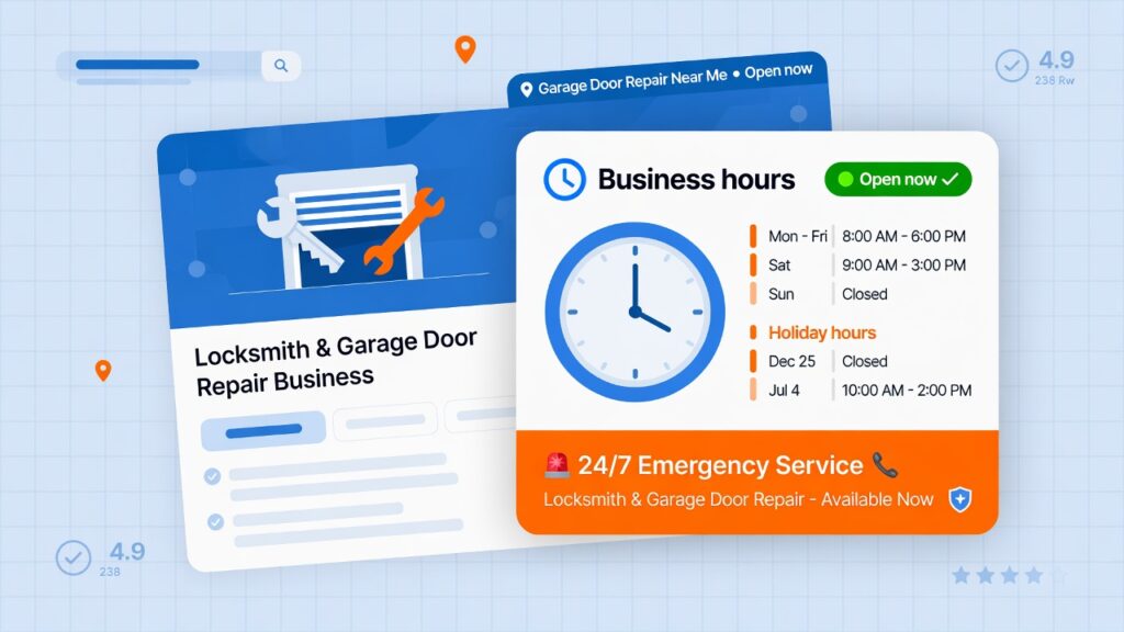 Local SEO tip 6 set accurate business hours including holidays special hours and after-hours availability for emergency home services