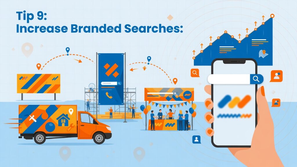 Local SEO tip 9 increase branded searches through truck wraps yard signs sponsorships and offline marketing that drives name searches