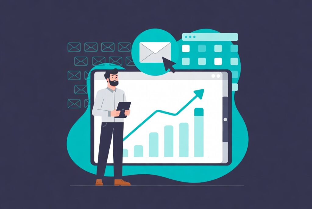 Common email marketing mistakes to avoid illustration: buying lists, poor deliverability setup, vanity metrics, no segmentation — email marketing best practices 2026 for contractors