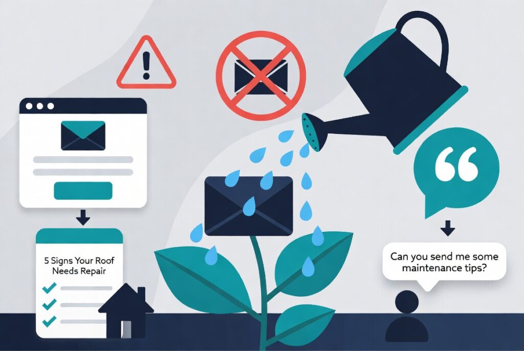 Email marketing best practices 2026 for small businesses illustration: campaign emails vs automated email sequences for home service contractors, welcome series, follow-ups and review requests