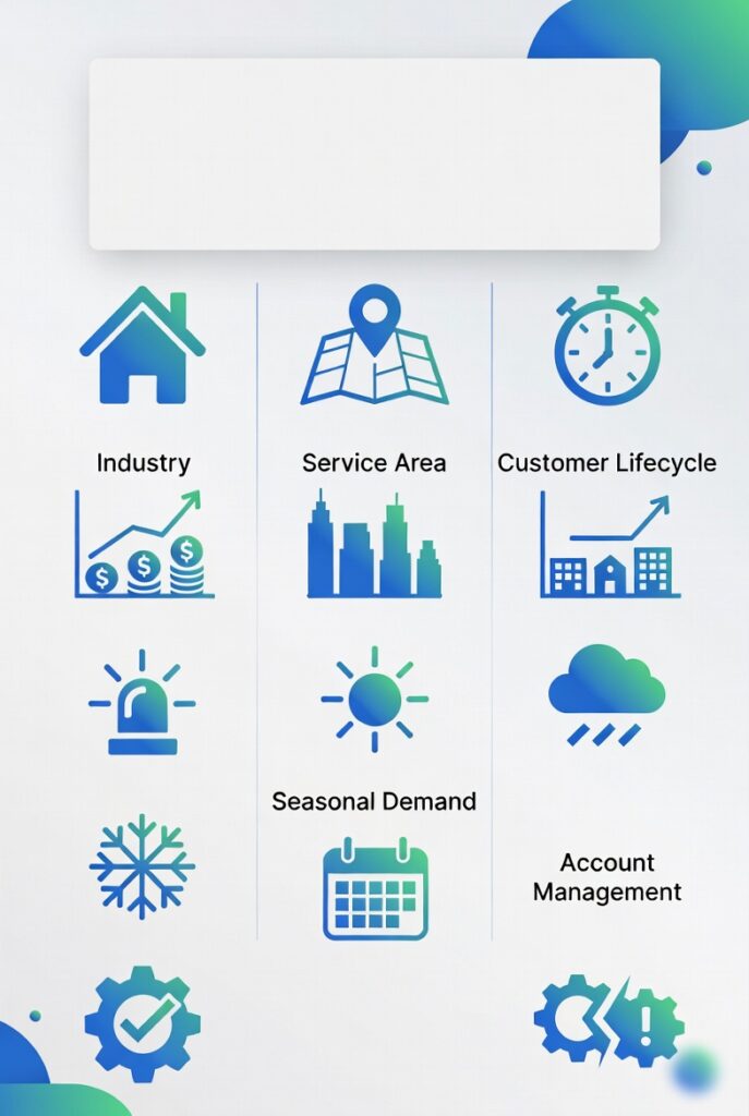What Actually Impacts Google Ads Cost? Visual breakdown of the main factors for roofing, garage door, fence installation and locksmith businesses
