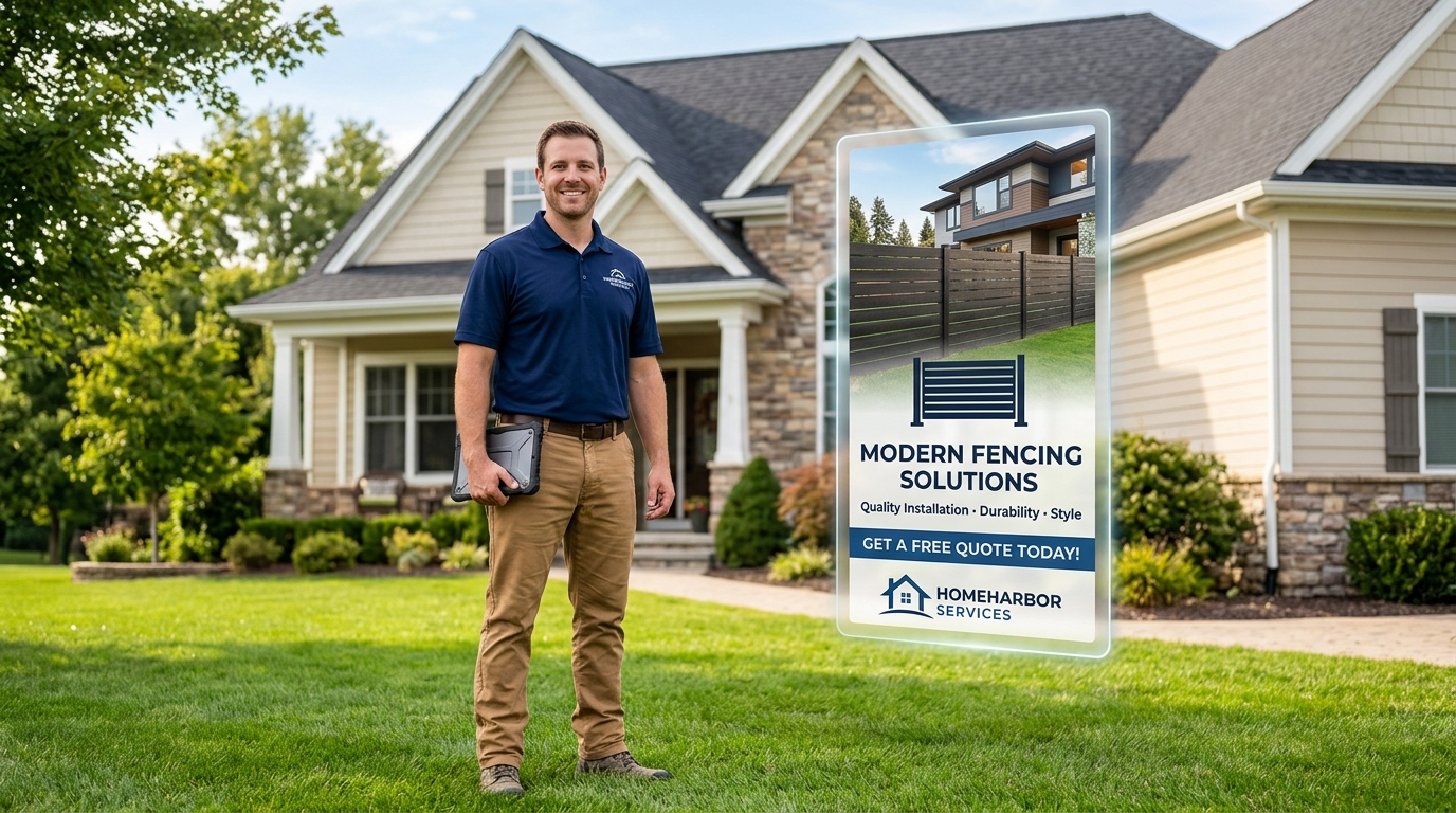 A local contractor helping a homeowner with their home services, showing branding and local trade marketing strategies.