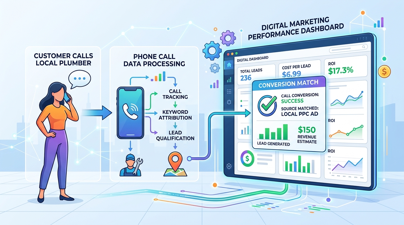 A call log tracking conversions, demonstrating home service lead generation strategies.