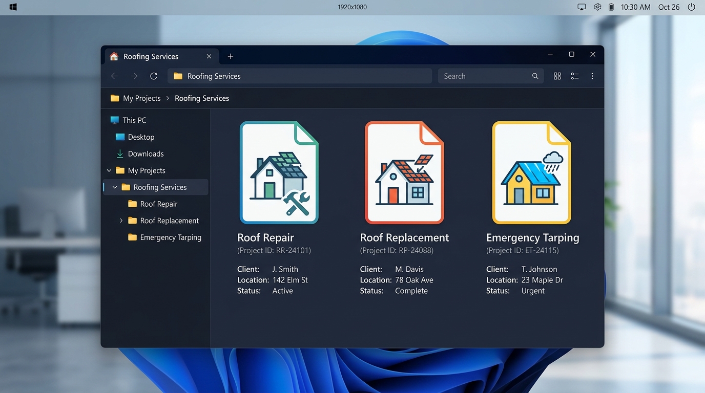 A folder directory showcasing structured website pages, representing home service website conversion tips.